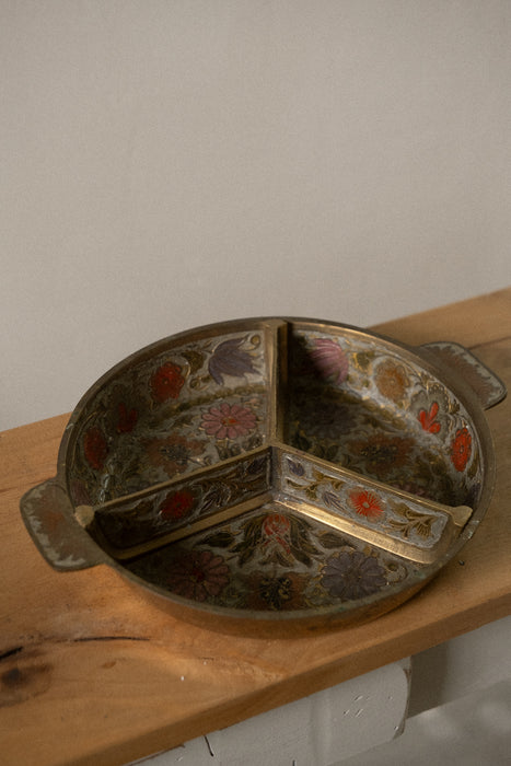 Brass floral dish made in India