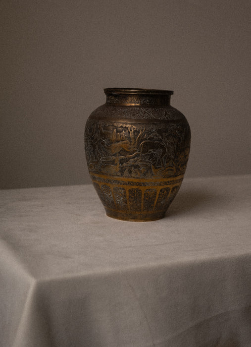 Antique brass hand made engraved vessel