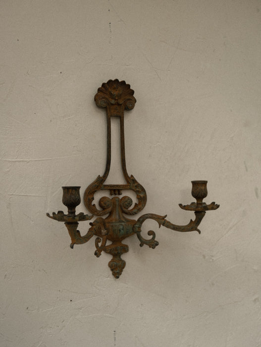 Vintage metal wall sconce candle holder