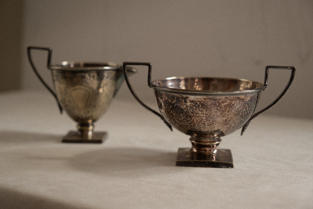 Vintage Sheffield Design sugar bowl & creamer set