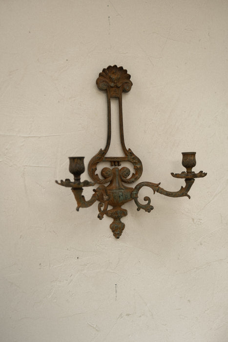 Vintage metal wall sconce candle holder