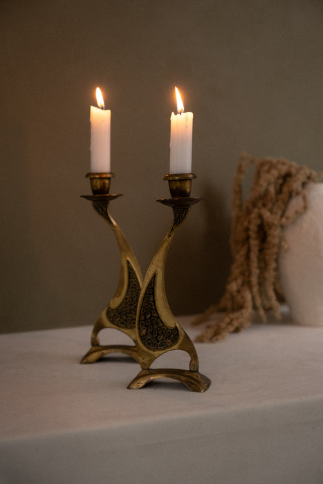 Antique brass candle holders