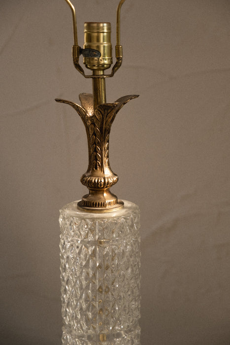 Vintage cylinder crystal and brass lamp