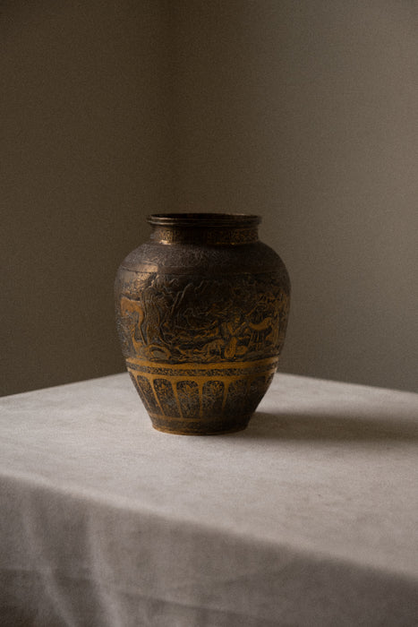 Antique brass hand made engraved vessel