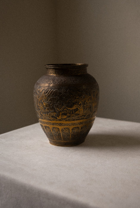 Antique brass hand made engraved vessel