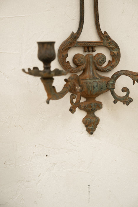 Vintage metal wall sconce candle holder