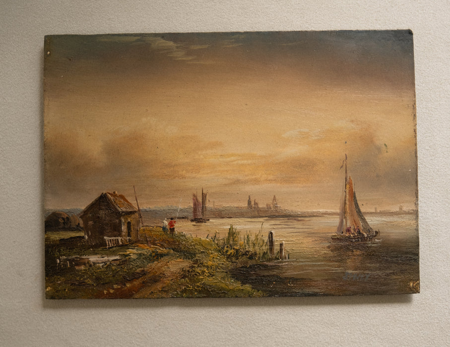 Vintage oil painting on board