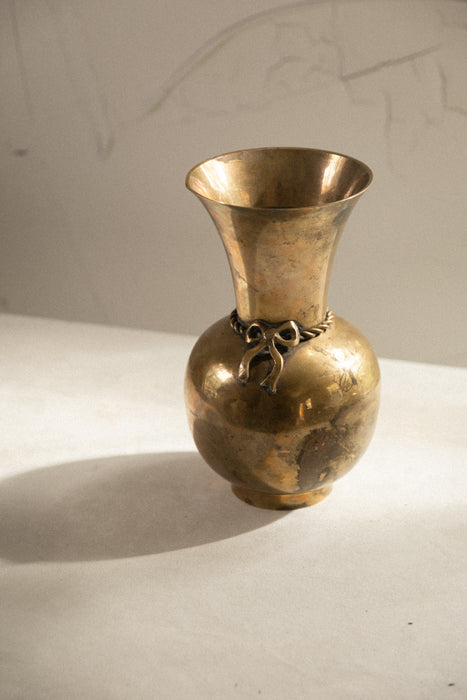 Vintage brass bow vase