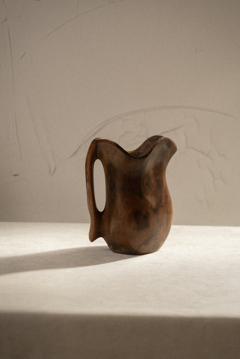 Vintage biomorphic olive wood pitcher