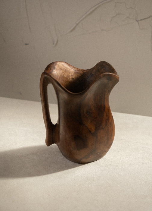 Vintage biomorphic olive wood pitcher