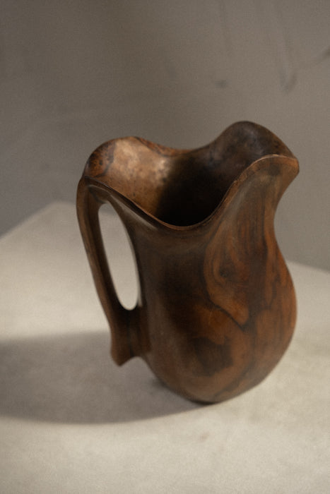 Vintage biomorphic olive wood pitcher