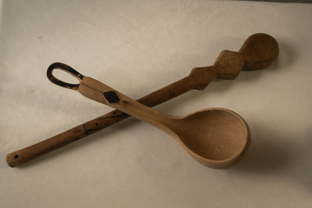 Antique African wood utensil set