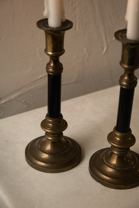 Vintage pair brass candle holders