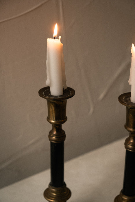 Vintage pair brass candle holders