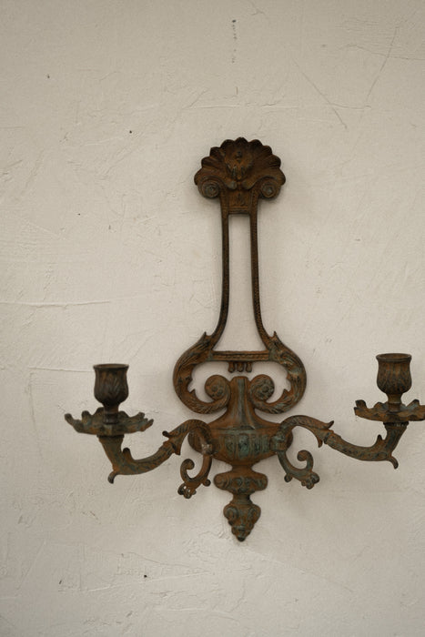 Vintage metal wall sconce candle holder