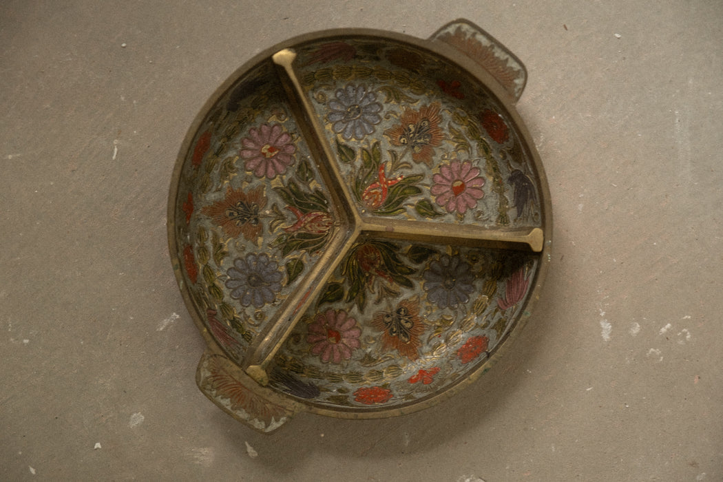 Brass floral dish made in India